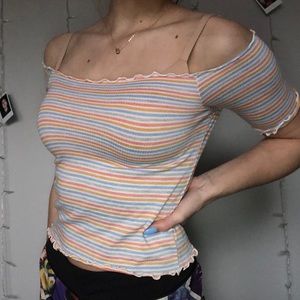 cute lettuce hem colorful crop top